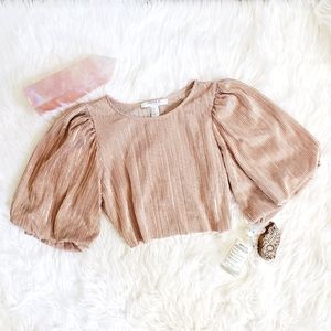 Forever 21 • Cropped Metallic Bell Sleeve Top